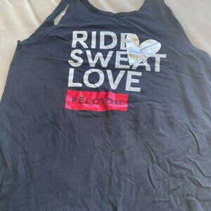 Peloton Ride, Sweat, Love Open Back Tank Top Size Small GUC